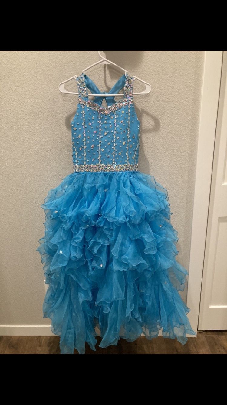Girls Size 4 Blue Ball Gown on Queenly