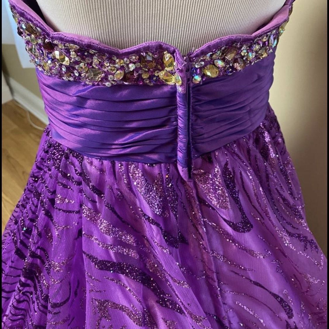 Jovani Size 2 Prom Strapless Sequined Purple Ball Gown on Queenly