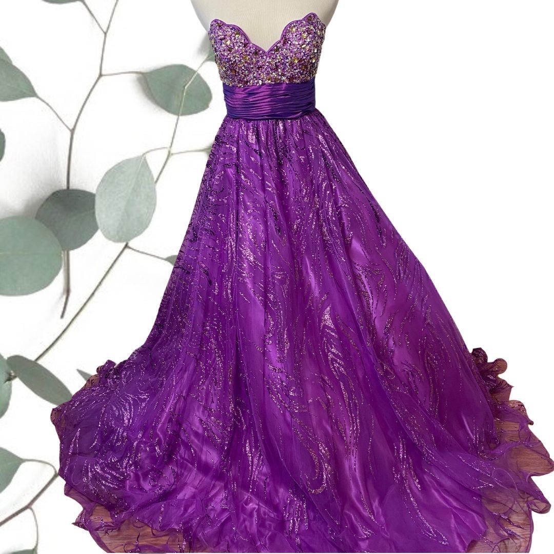 Jovani Size 2 Prom Strapless Sequined Purple Ball Gown on Queenly