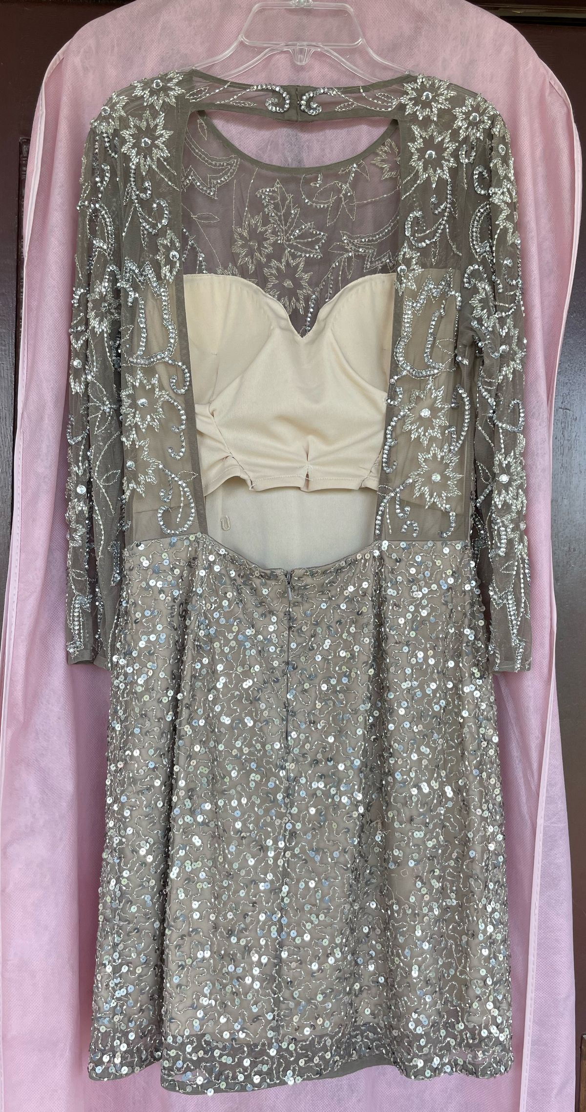 Size 10 Homecoming Sequined Nude Cocktail Dress on Queenly