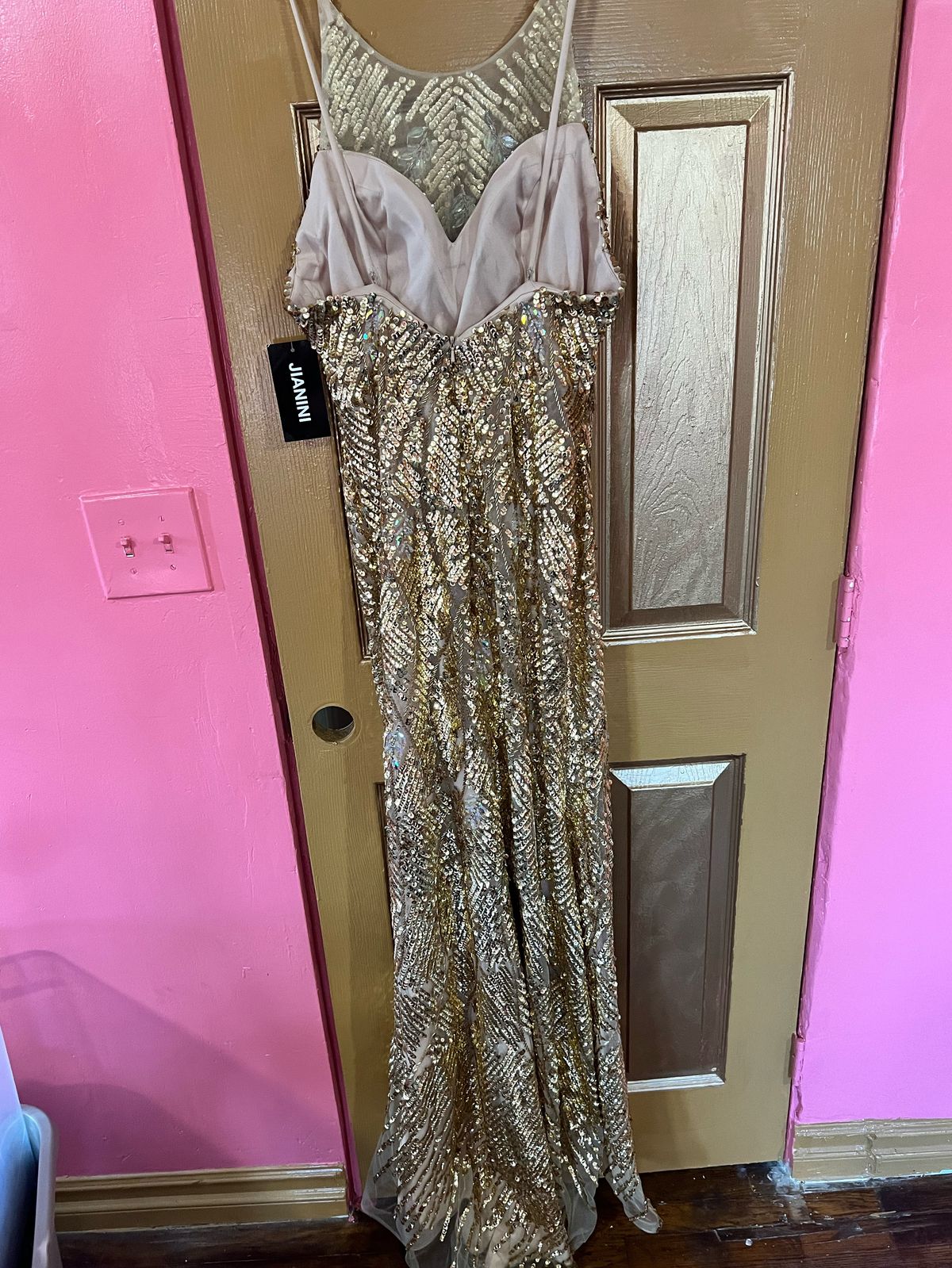 Jianini Size 12 Gold Floor Length Maxi on Queenly