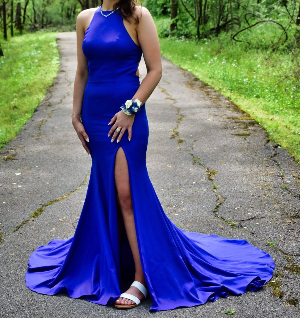 Size 6 Blue Dress With Train on Queenly