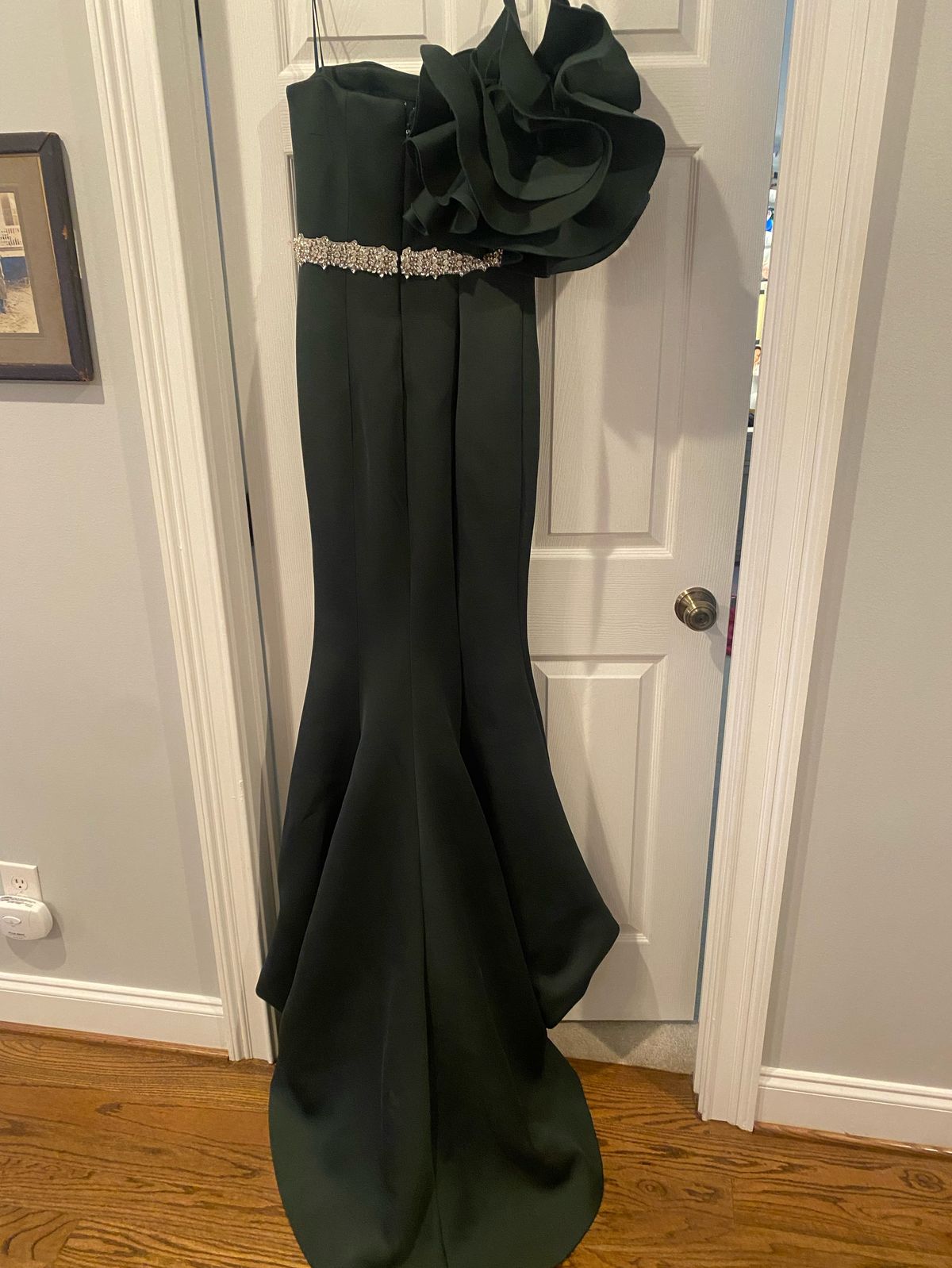 Jovani Size 8 Bridesmaid One Shoulder Sequined Emerald Green Mermaid Dress on Queenly