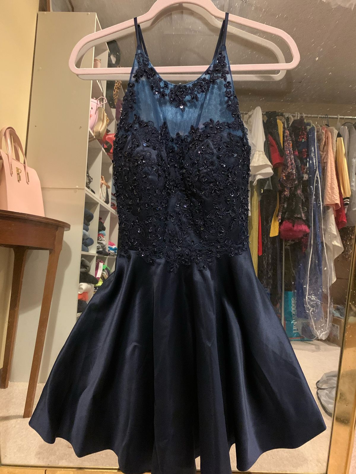 Size 6 Homecoming Navy Blue Cocktail Dress on Queenly