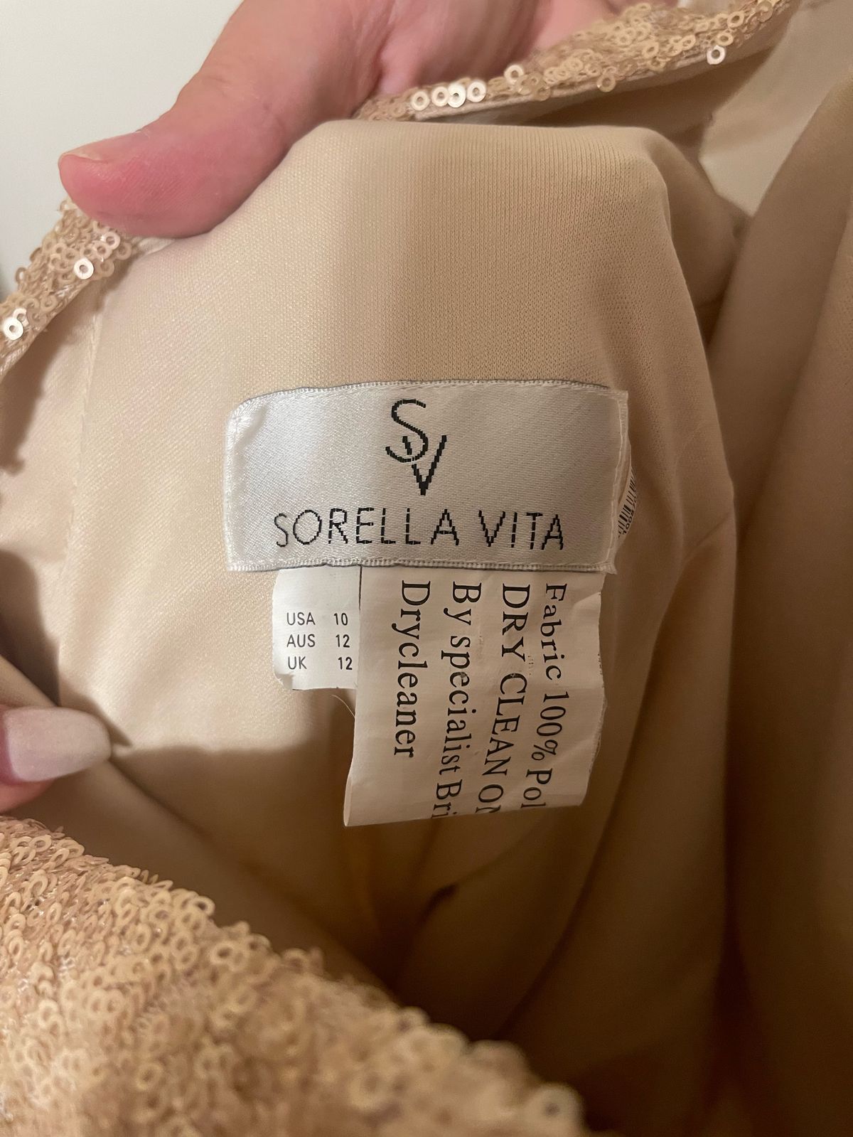 Sorella Vita Size 2 Homecoming Sequined Rose Gold Cocktail Dress on Queenly