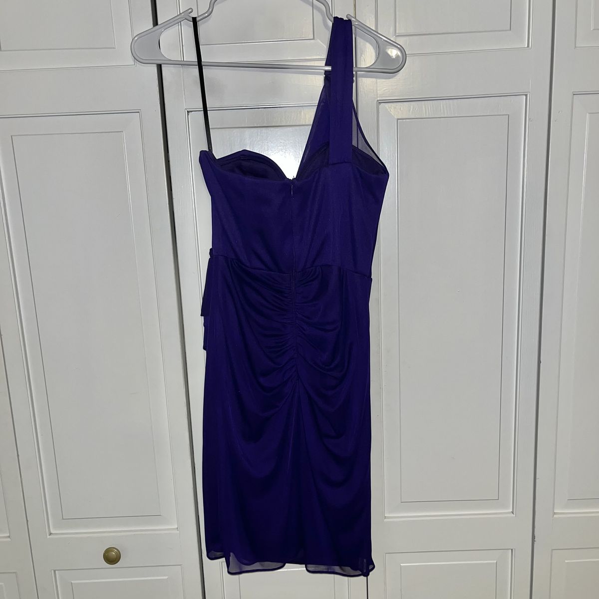 Size 2 One Shoulder Sequined Purple Cocktail Dress on Queenly