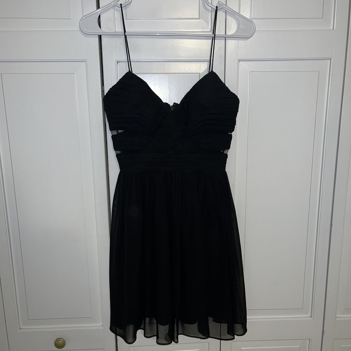 Adrianna Papell Size 2 Sheer Black Cocktail Dress on Queenly