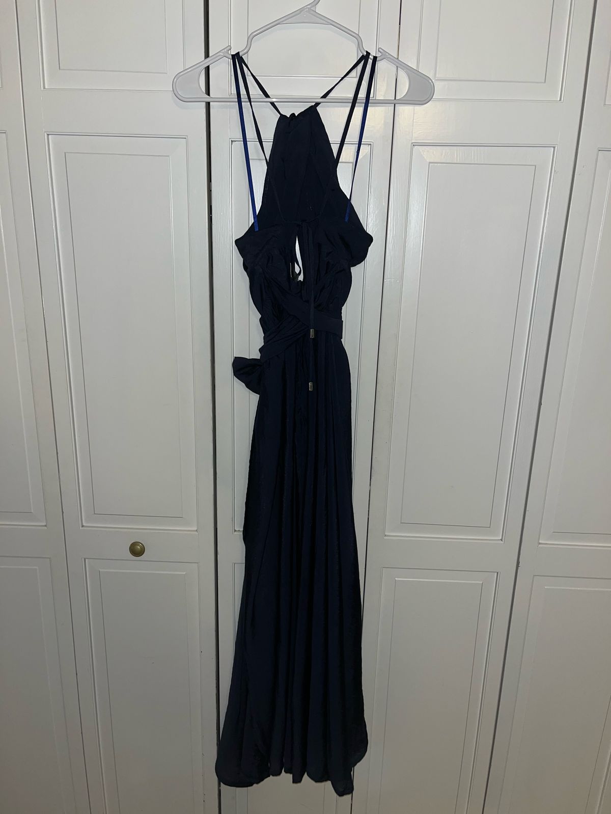 Size 6 Navy Blue Side Slit Dress on Queenly