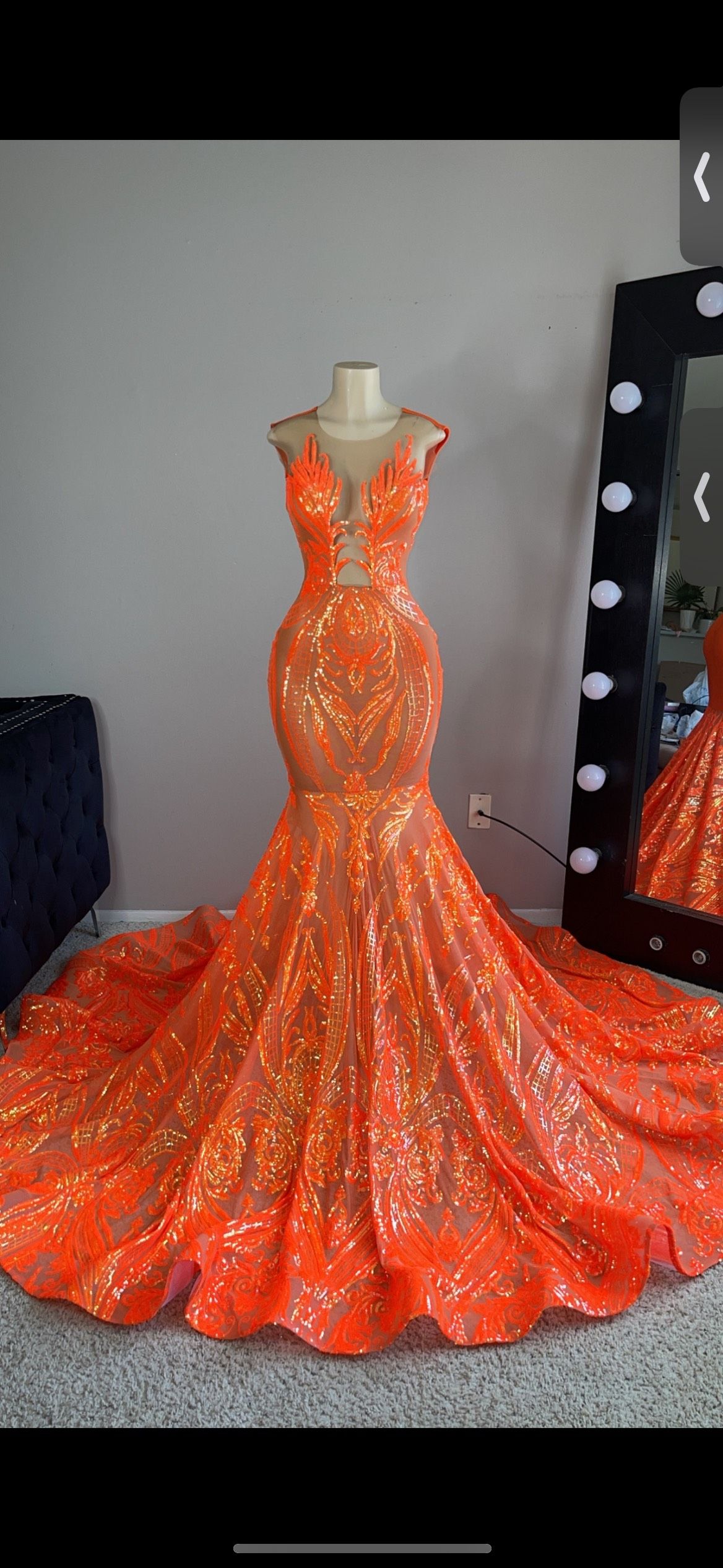 Size 6 Prom Orange Mermaid Dress on Queenly
