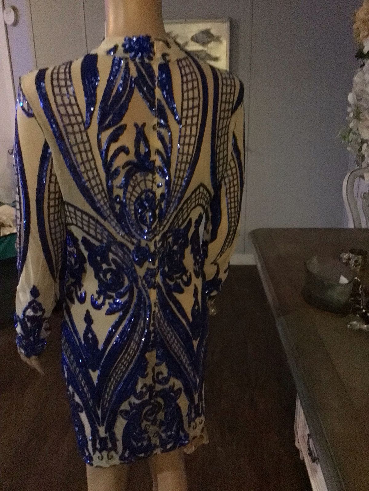Fashion Nova Size 10 Sequined Royal Blue Cocktail Dress on Queenly