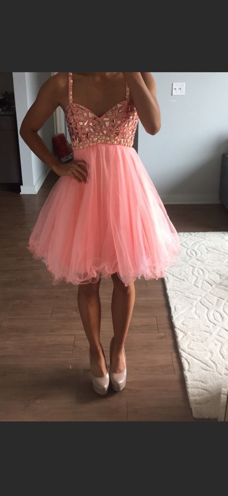 Size 0 Coral Cocktail Dress on Queenly