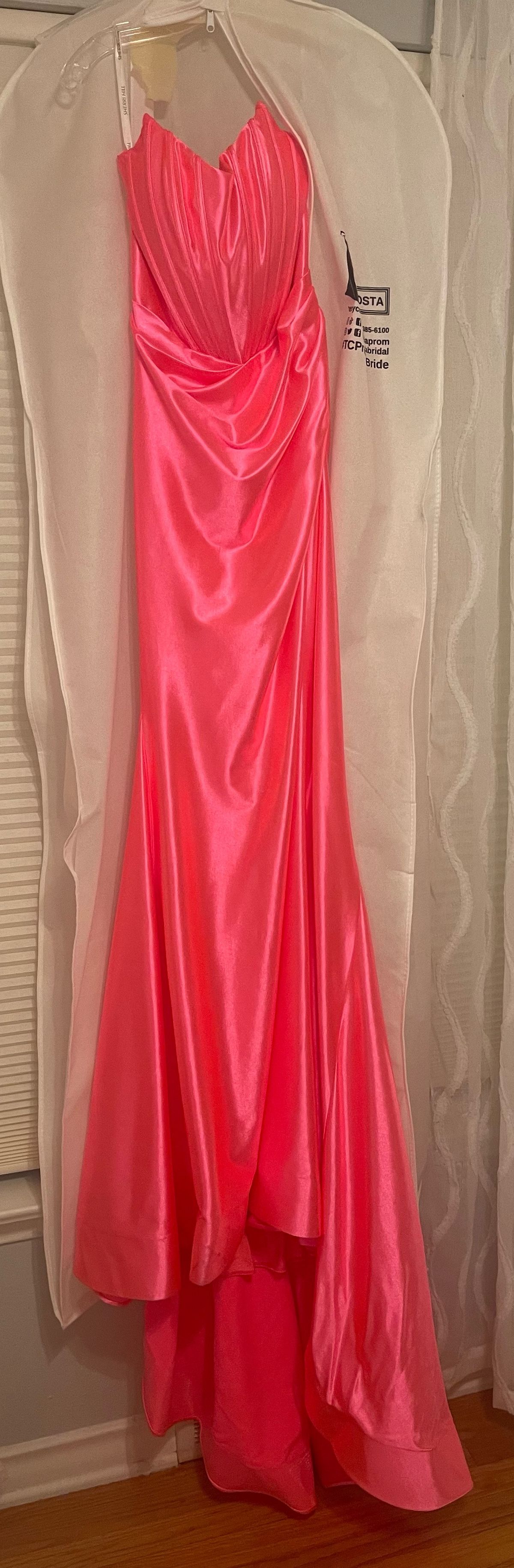 Sherri Hill Size 00 Prom Strapless Satin Coral Mermaid Dress on Queenly