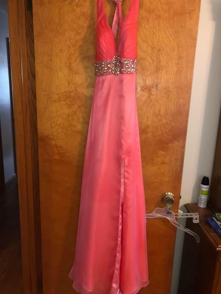 Riva Size 0 Prom Satin Coral Floor Length Maxi on Queenly