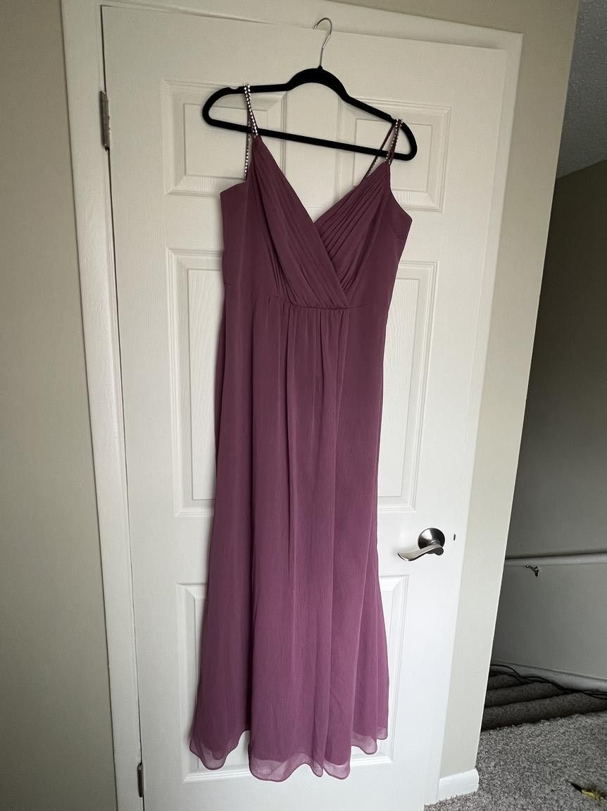 Size 12 Bridesmaid Sequined Purple Side Slit Dress on Queenly