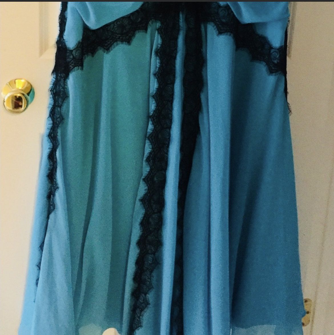 Plus Size 16 Prom Lace Blue A-line Dress on Queenly