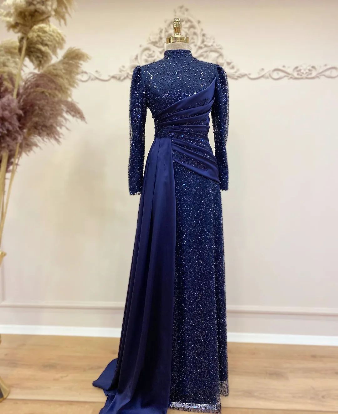 Style 001 Size 10 Prom Long Sleeve Sequined Blue Cocktail Dress on Queenly
