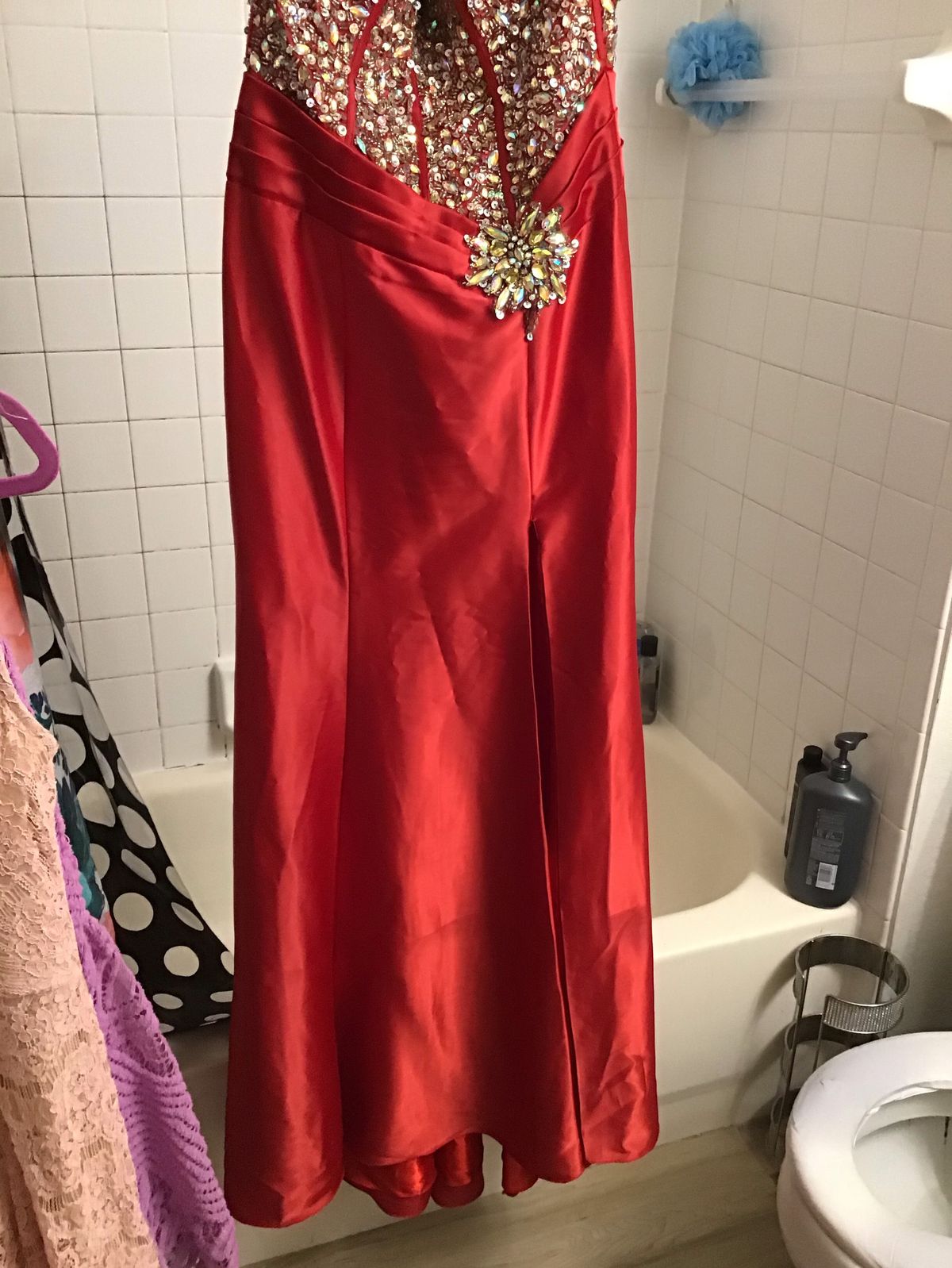 Cinderella Size 6 Red Side Slit Dress on Queenly