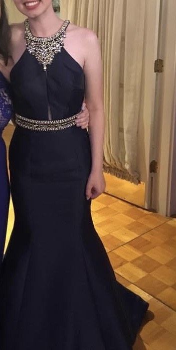 Rachel Allan Size 2 Prom Navy Blue A-line Dress on Queenly