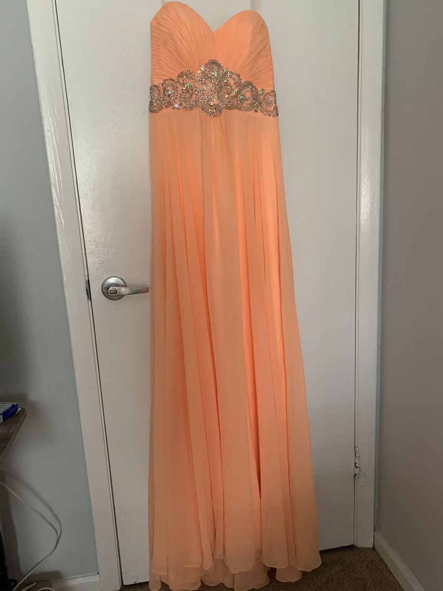 Camille La Vie Size 6 Strapless Orange Ball Gown on Queenly
