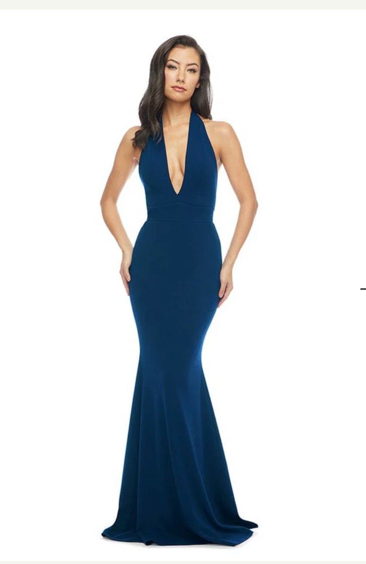 Dress the population Size 8 Bridesmaid Plunge Royal Blue Mermaid Dress on Queenly