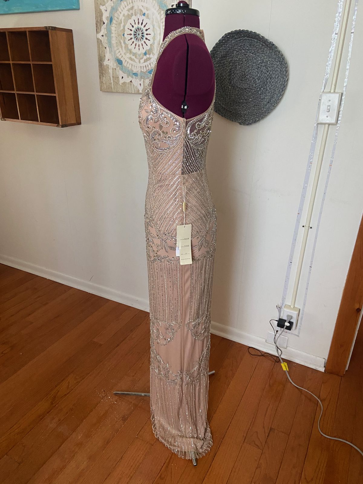 Style 6256 Jasz Couture Size 2 High Neck Nude Floor Length Maxi on Queenly