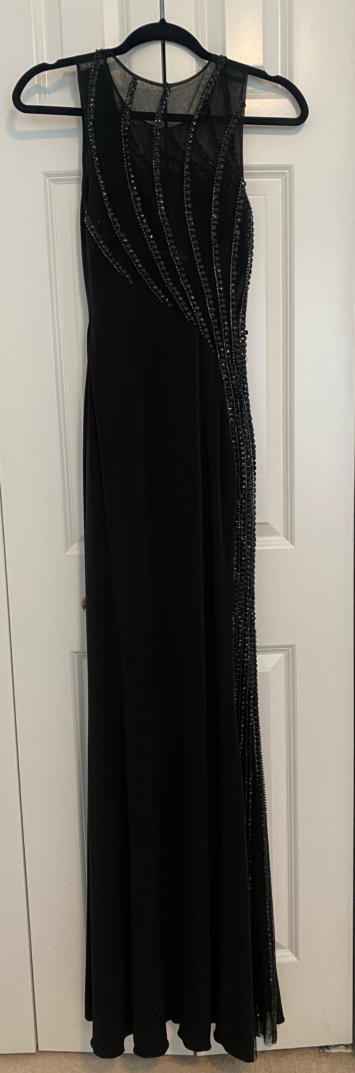 Jovani Size 0 Prom Sequined Black Floor Length Maxi on Queenly
