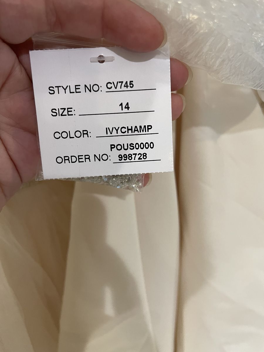 Style CV745 Oleg Cassini Size 14 White A-line Dress on Queenly