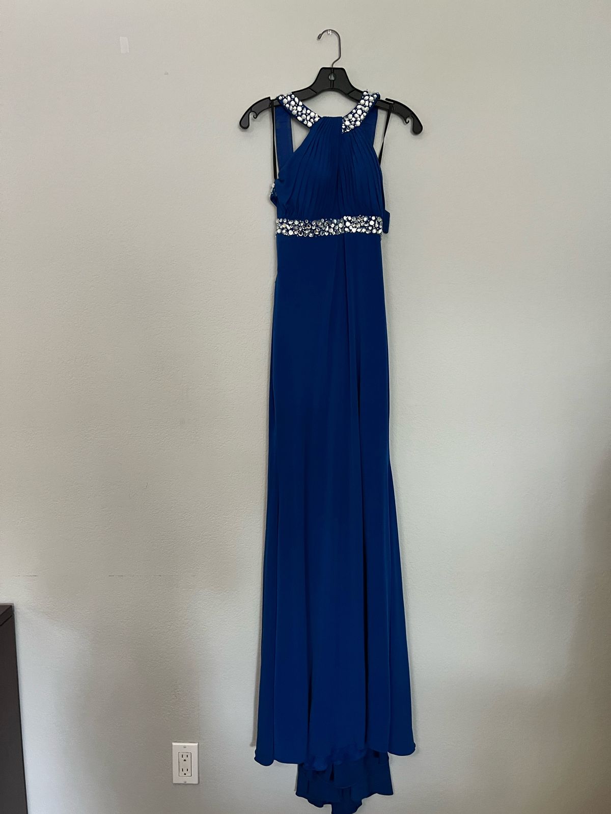 Jovani Size 2 Prom Sequined Blue Side Slit Dress on Queenly