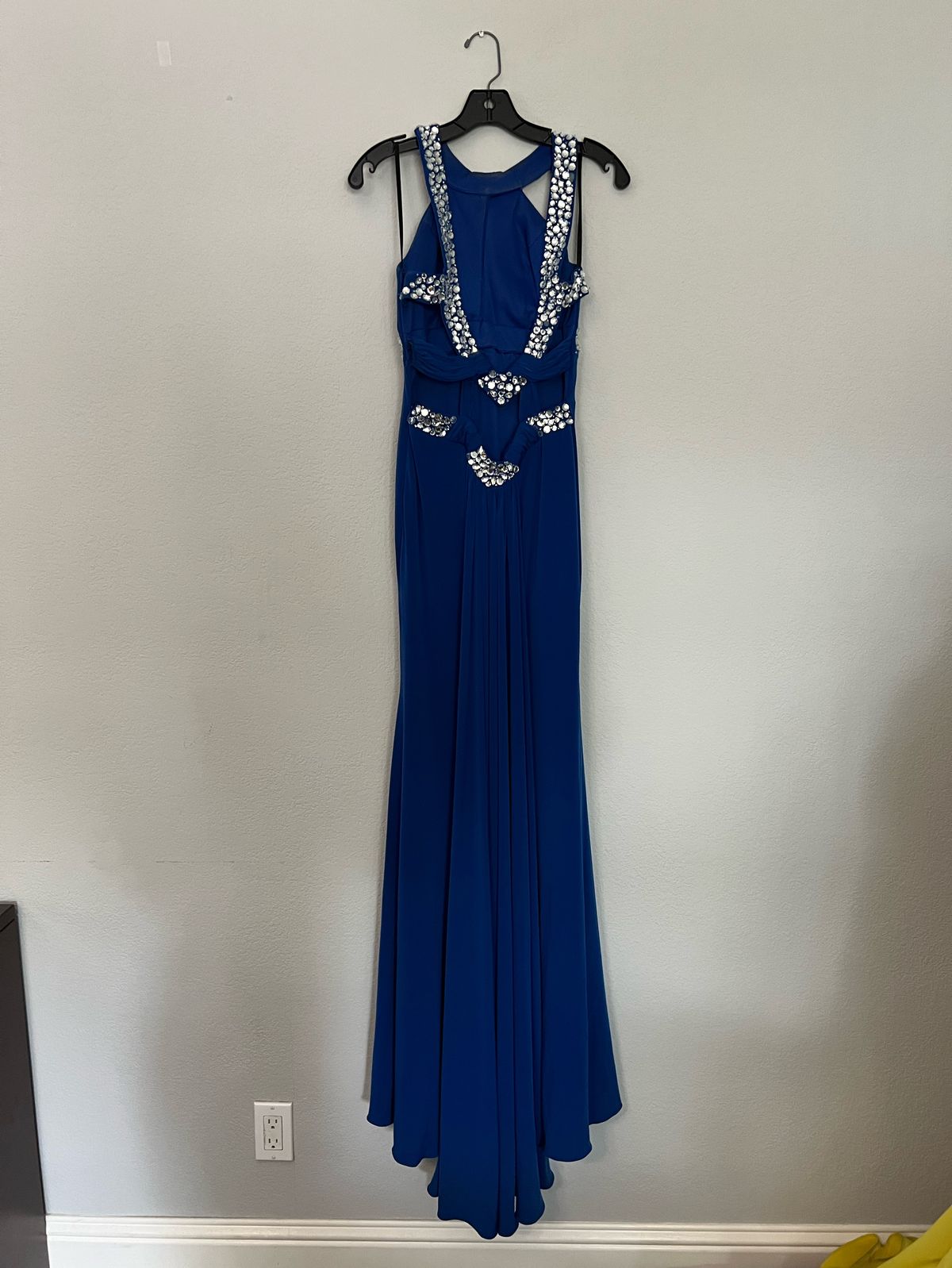 Jovani Size 2 Prom Sequined Blue Side Slit Dress on Queenly