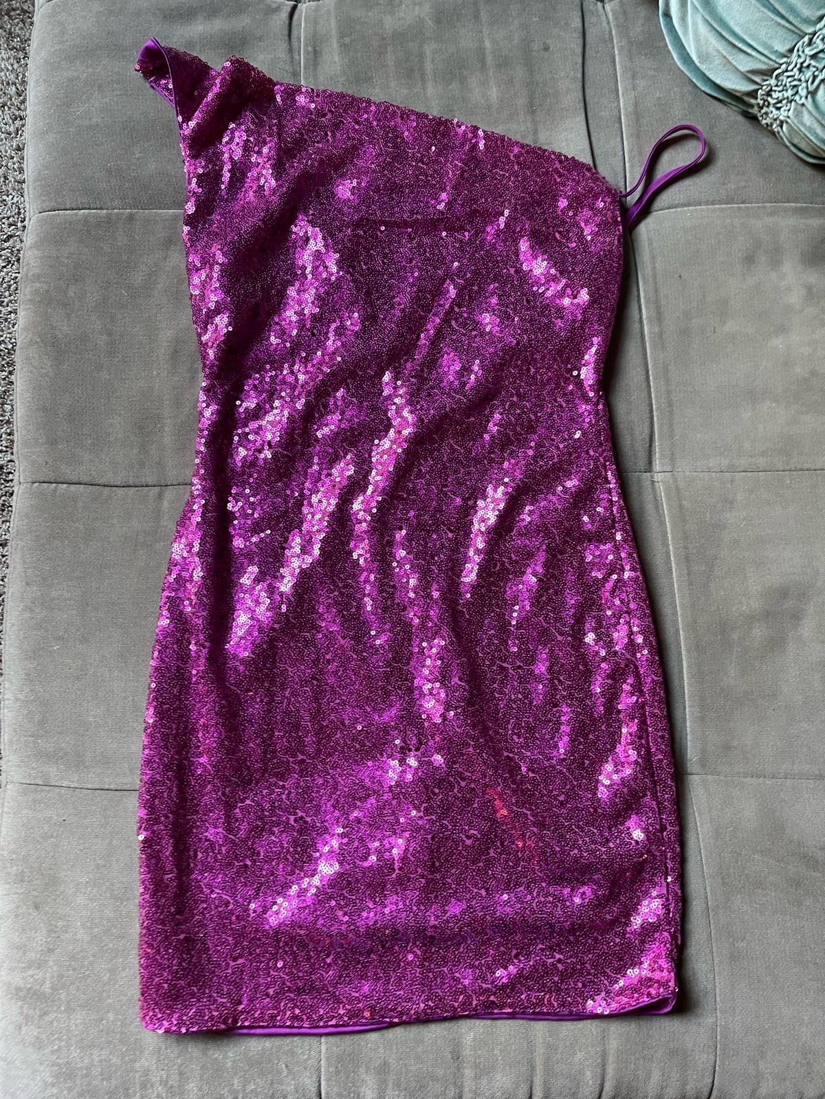 Size 10 Homecoming Sequined Hot Pink Cocktail Dress on Queenly