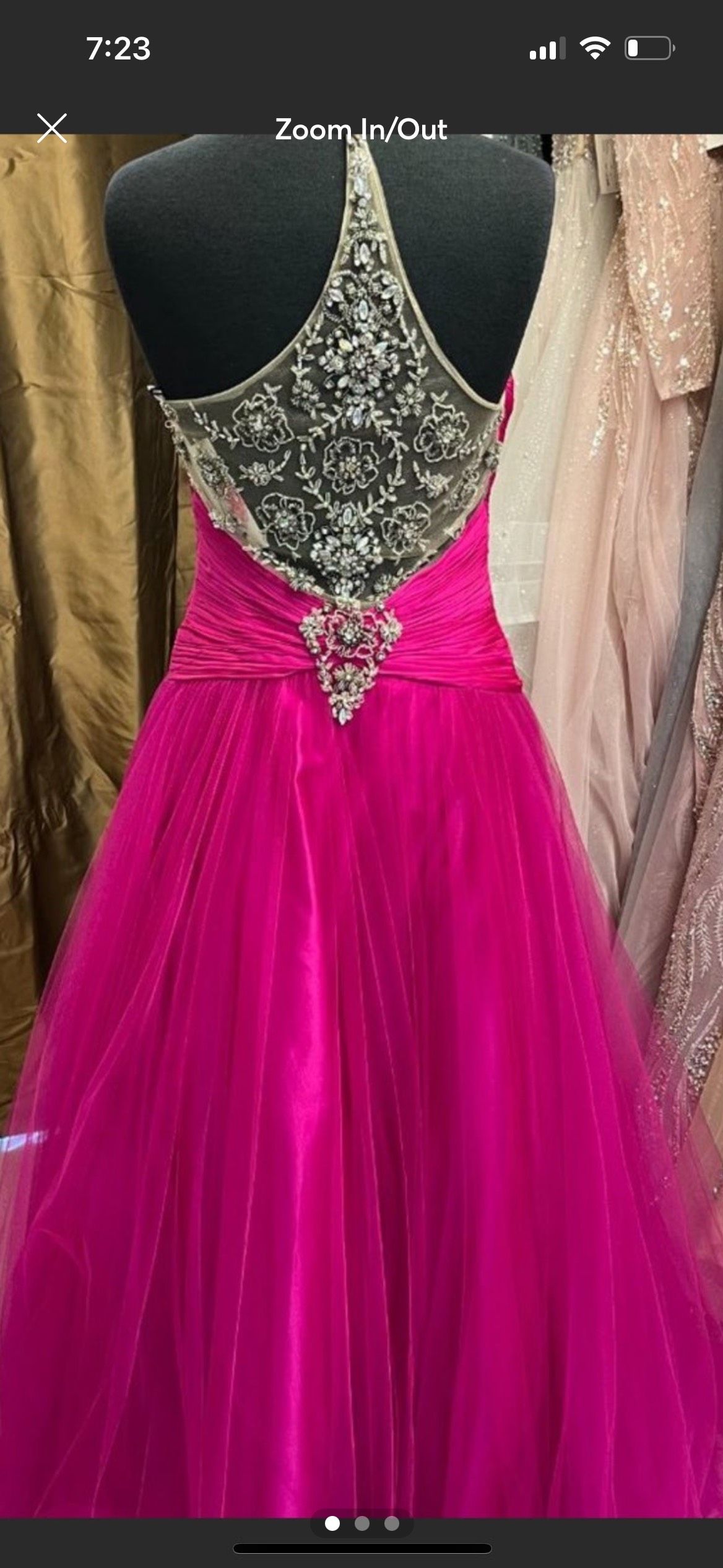 Terani Couture Size 8 Prom Halter Sequined Hot Pink Ball Gown on Queenly