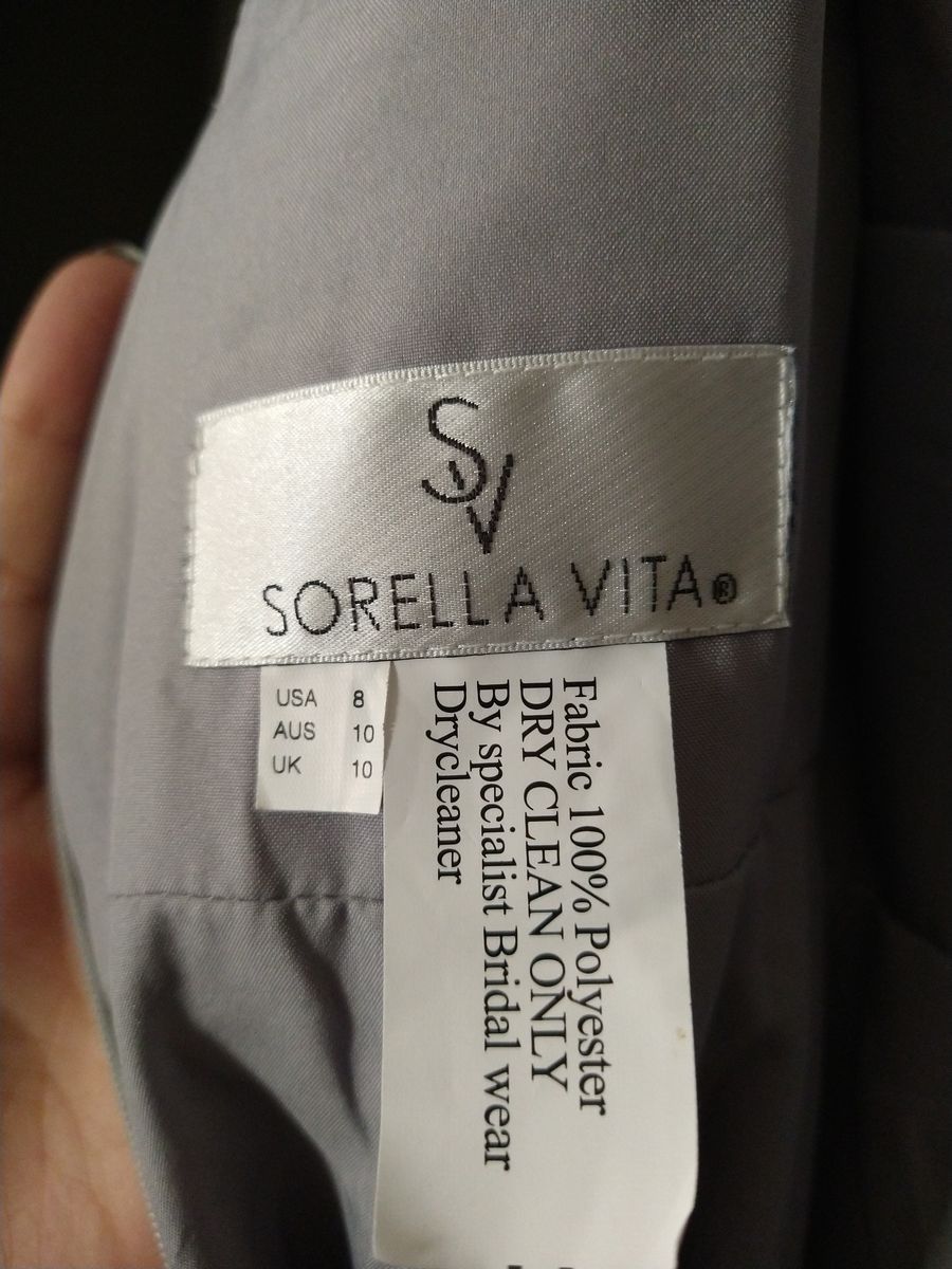Style 9412 Sorella Vita  Plus Size 16 Bridesmaid Plunge Silver A-line Dress on Queenly
