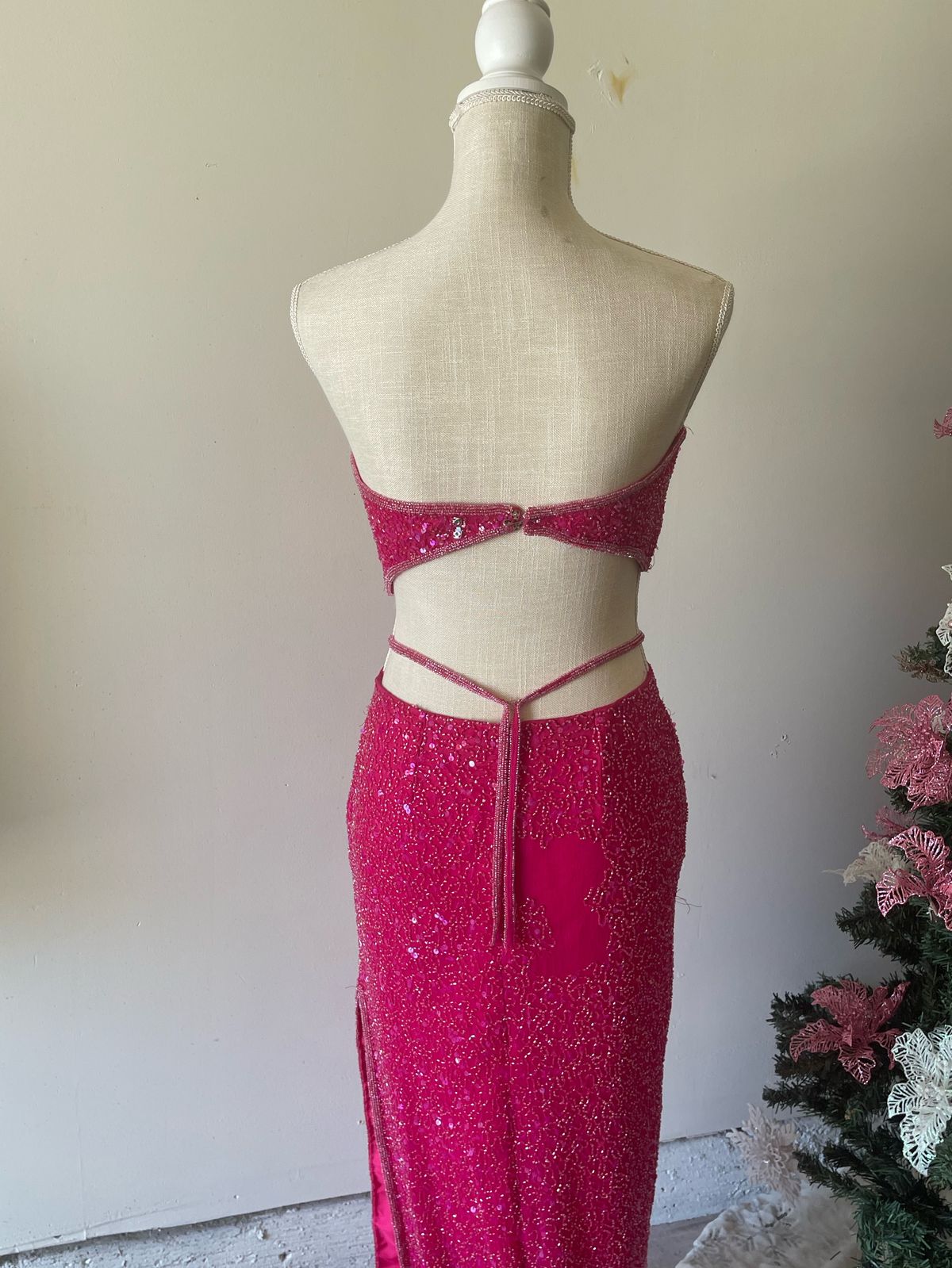 Scala Size 6 Prom Strapless Satin Hot Pink Floor Length Maxi on Queenly