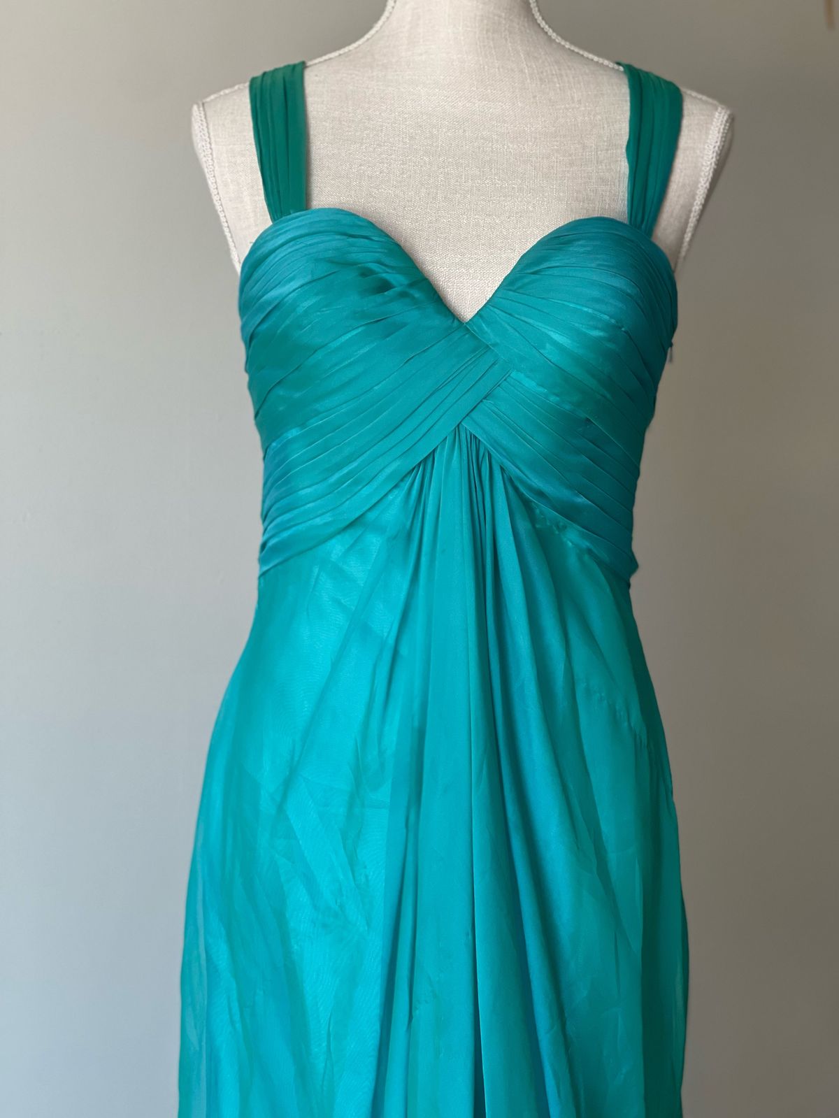 Le femme Size 6 Turquoise Green Floor Length Maxi on Queenly