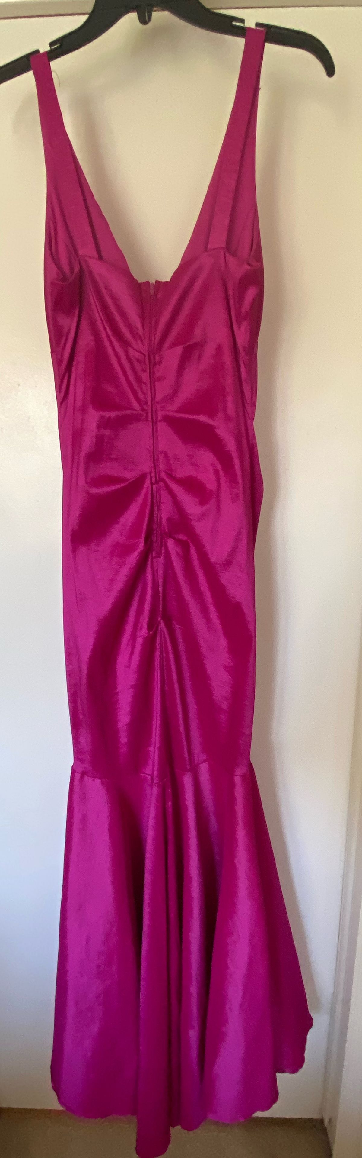 Windsor Size 6 Prom Plunge Satin Hot Pink Mermaid Dress on Queenly