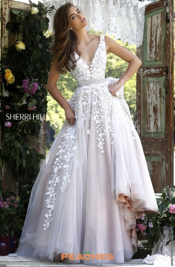 Style 11335 Sherri Hill Size 2 Wedding Lace Nude Ball Gown on Queenly