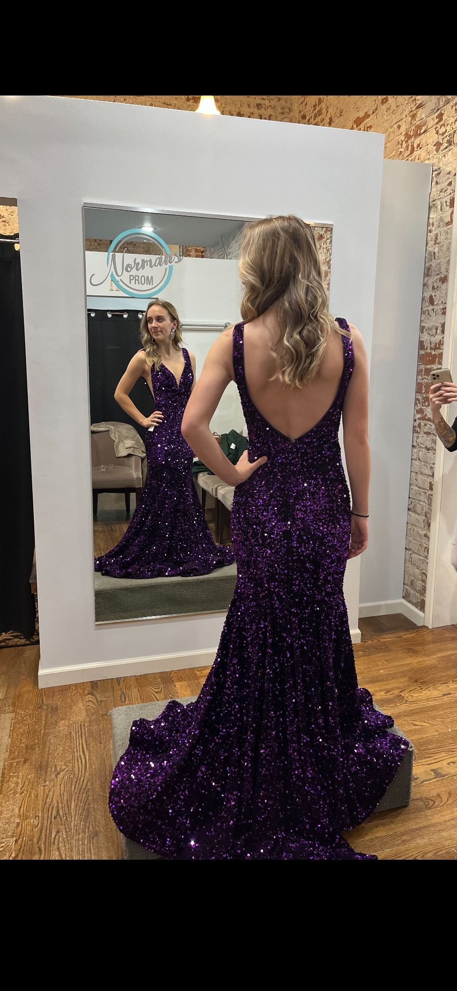 Size 0 Prom Sequined Purple Mermaid Dress on Queenly