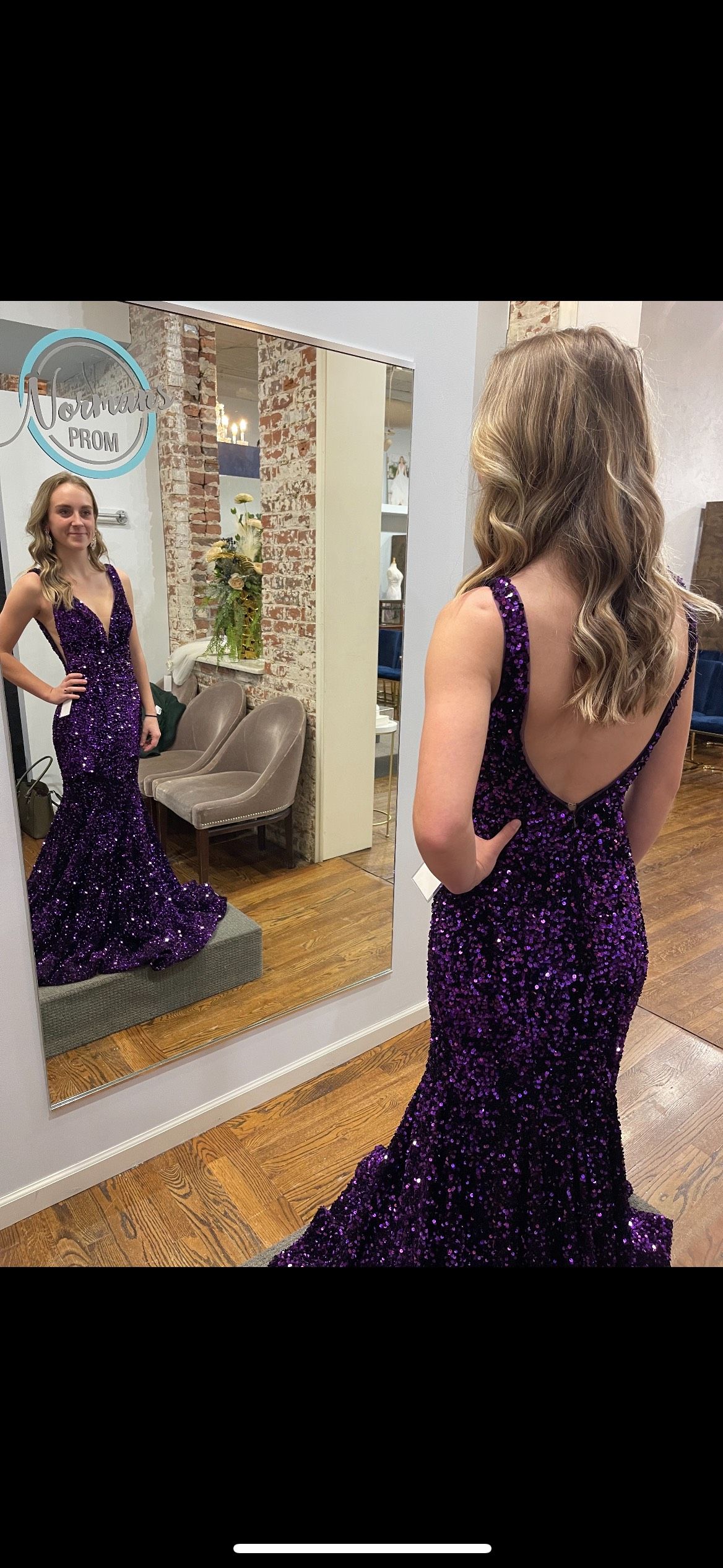 Size 0 Prom Sequined Purple Mermaid Dress on Queenly