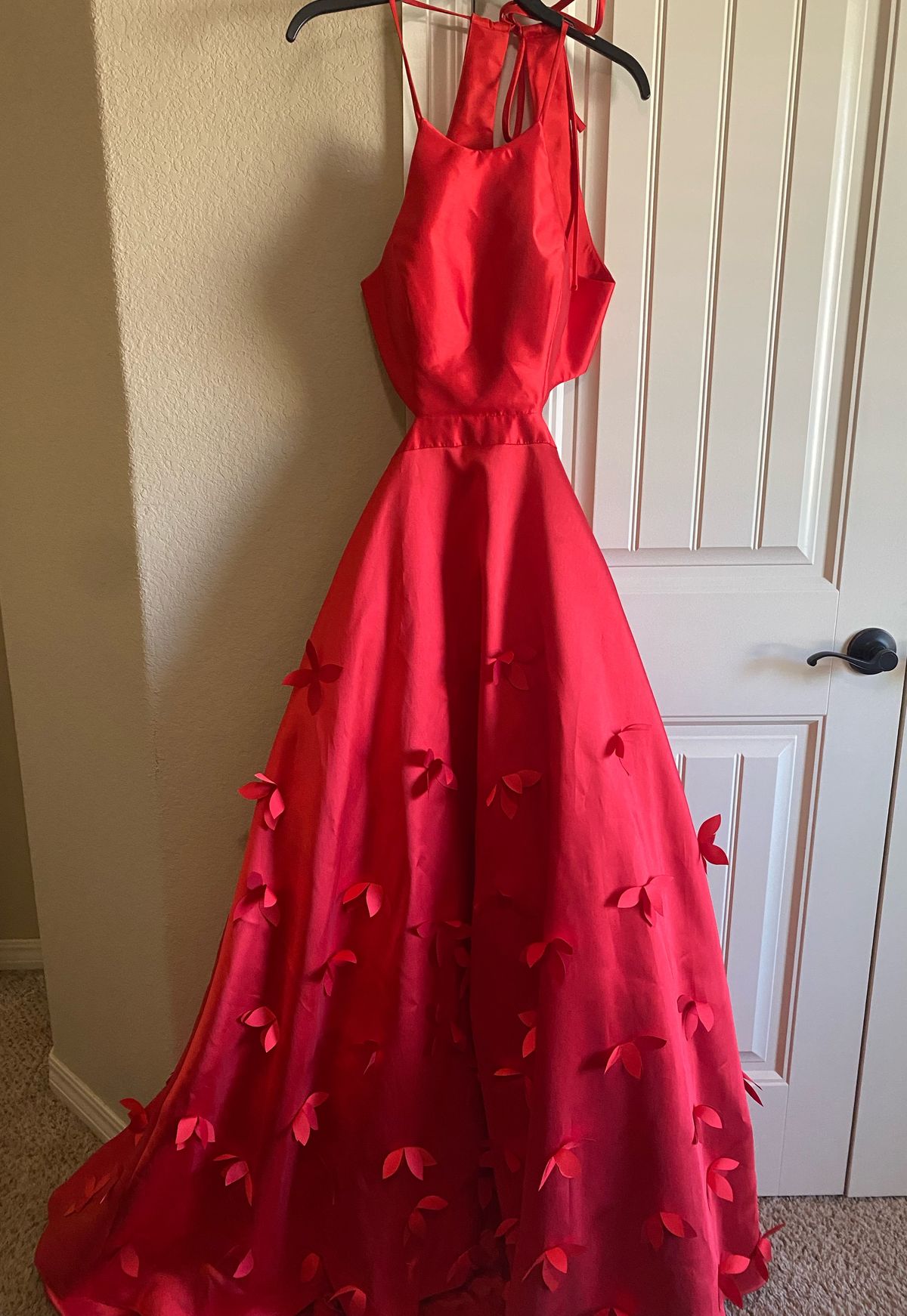 Girls Size 14 Floral Red Ball Gown on Queenly