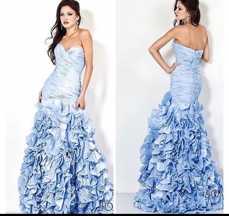 Jovani Plus Size 18 Prom Strapless Light Blue A-line Dress on Queenly
