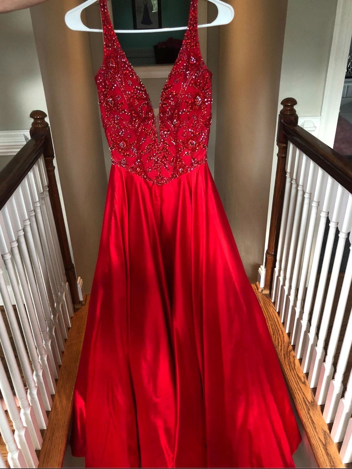 Style 44175 Sherri Hill Size 6 Pageant Red Ball Gown on Queenly