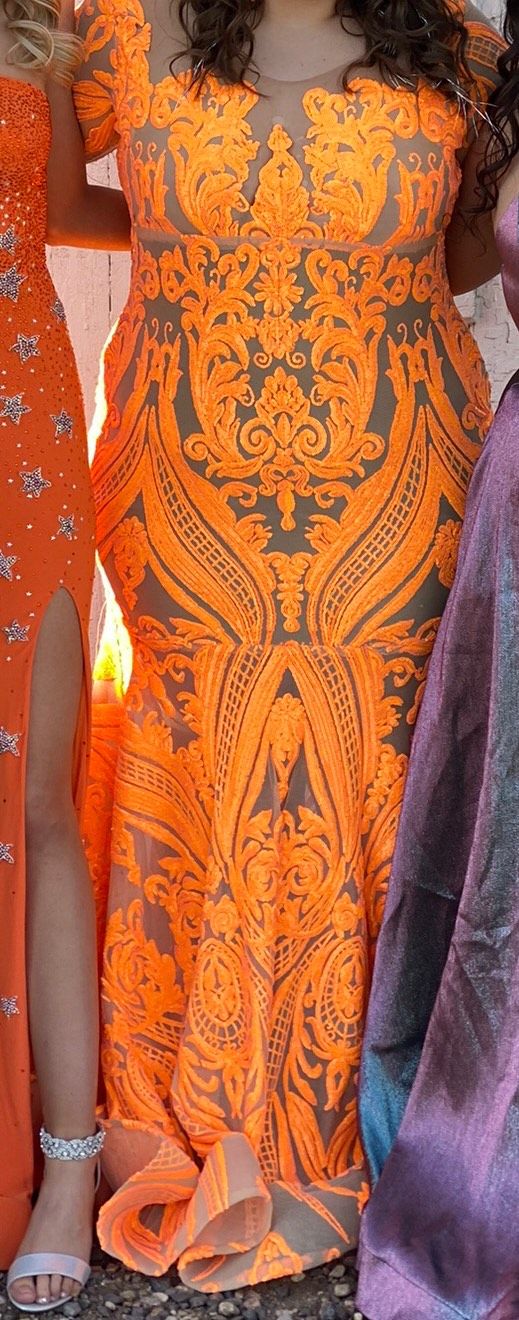 Plus Size 20 Orange Mermaid Dress on Queenly