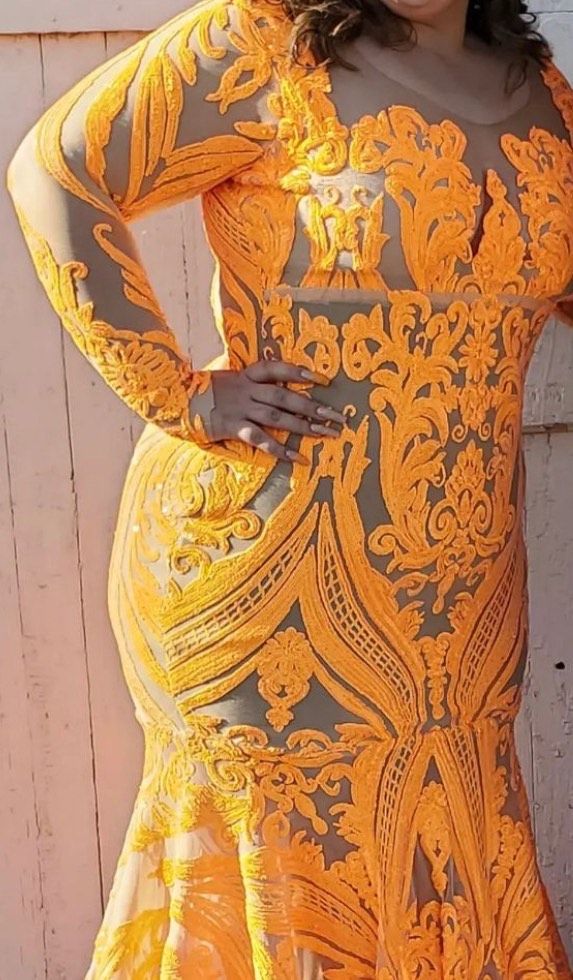 Plus Size 20 Orange Mermaid Dress on Queenly