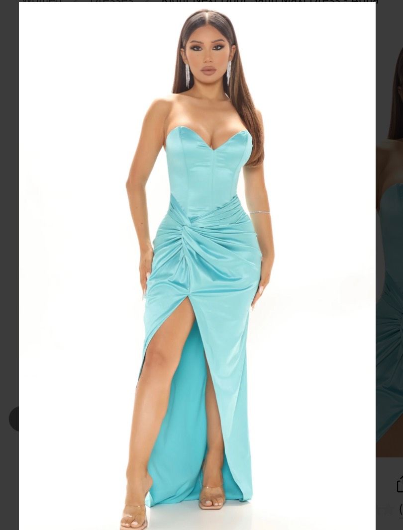 Size 6 Prom Strapless Satin Light Blue Cocktail Dress on Queenly