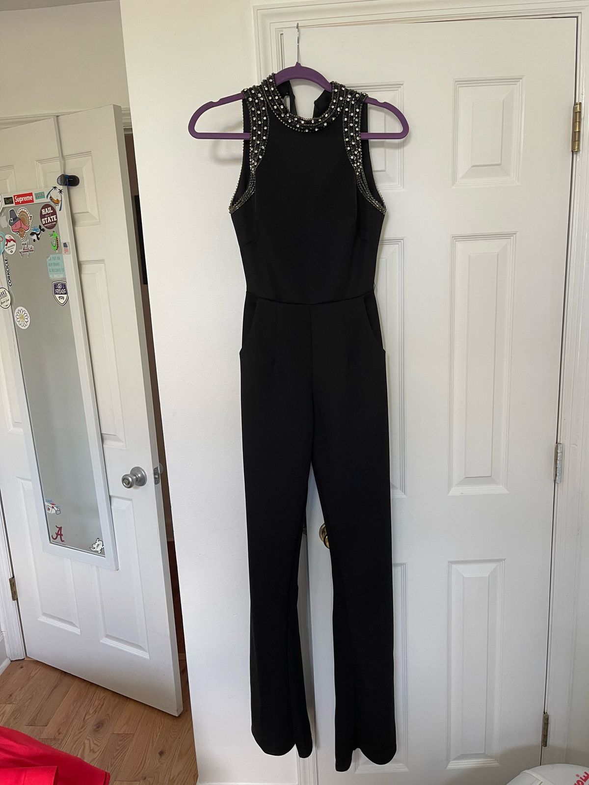 Envious Size 2 Pageant High Neck Black Formal Jumpsuit on Queenly