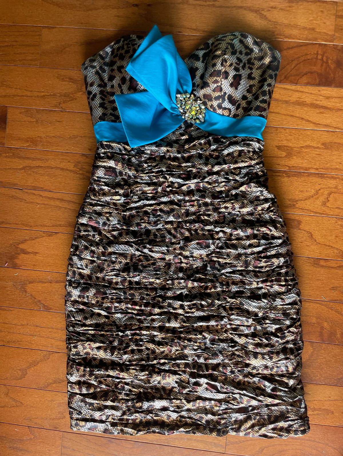Hannah S Size 2 Pageant Strapless Turquoise Multicolor Cocktail Dress on Queenly