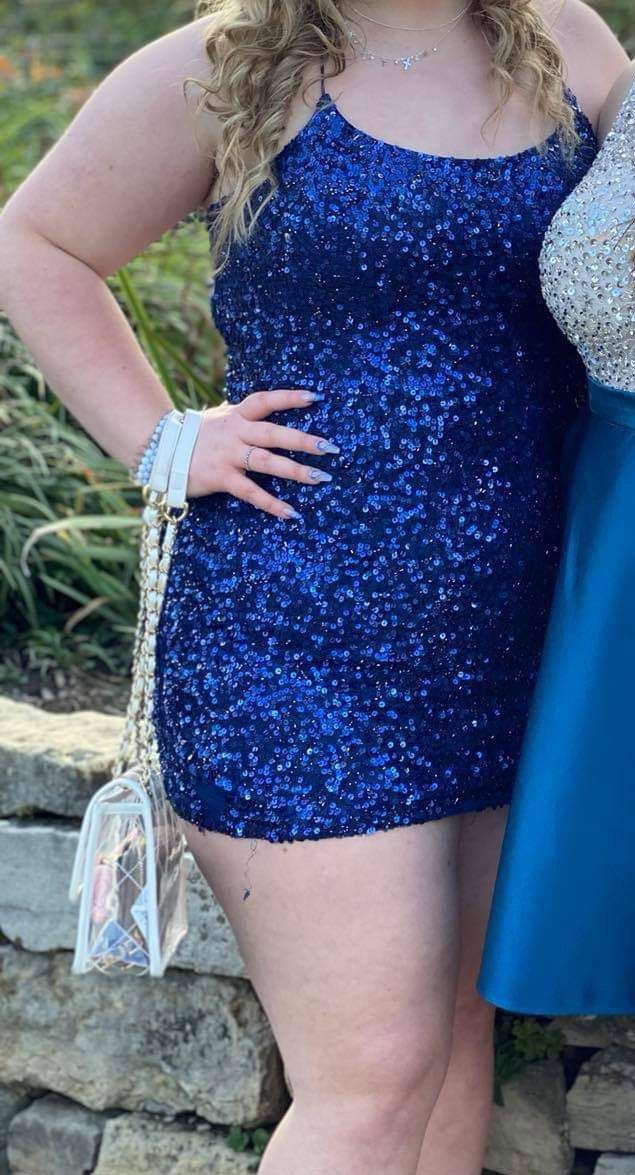Plus Size 16 Homecoming Blue Cocktail Dress on Queenly