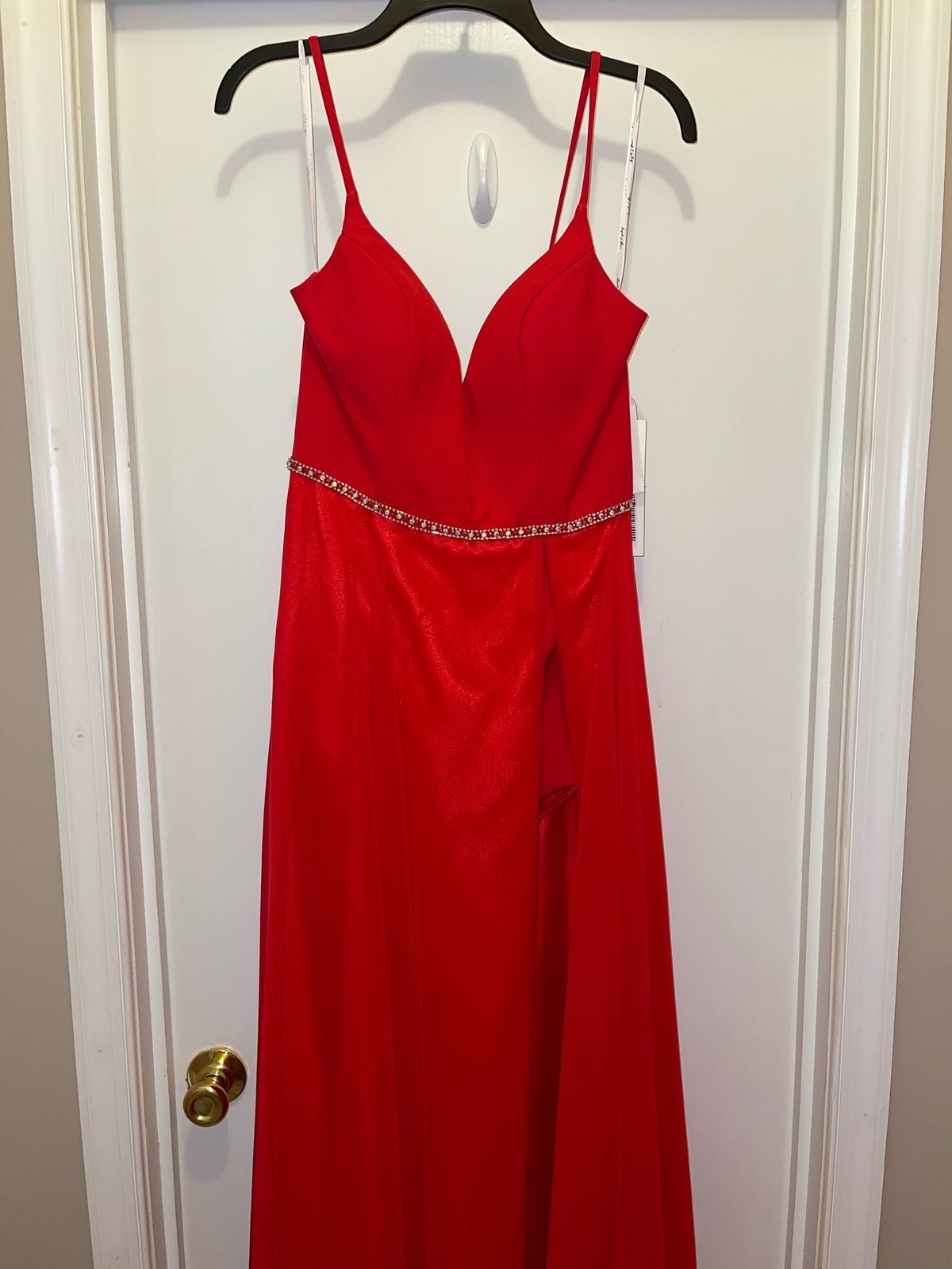 Angela and Alison Size 8 Prom Red A-line Dress on Queenly
