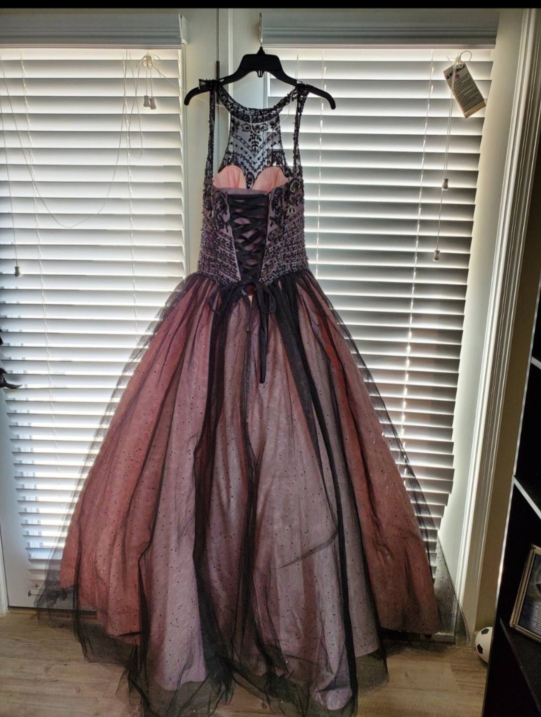 Size 2 Prom High Neck Lace Black Ball Gown on Queenly