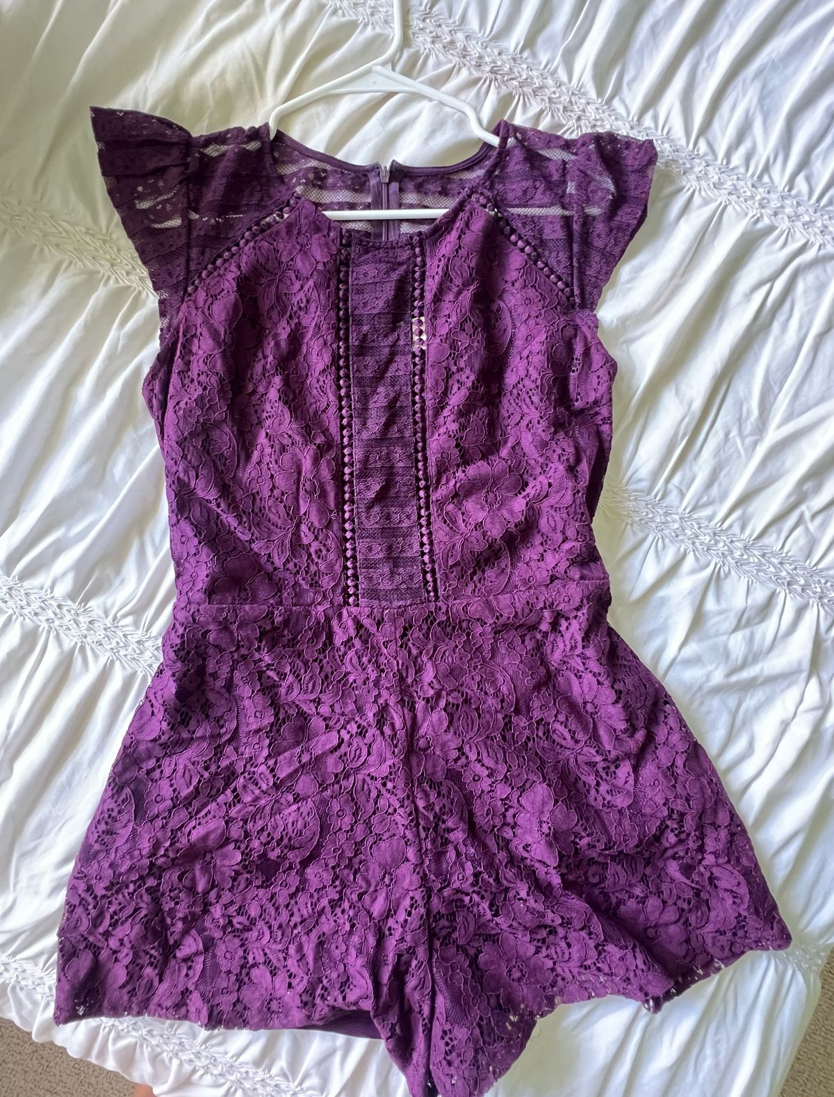 Size 8 Lace Purple Formal Jumpsuit on Queenly